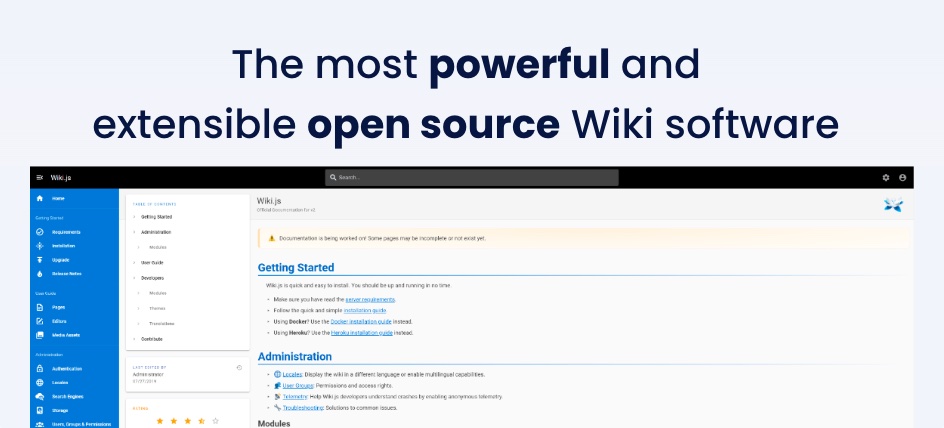 使用 Wiki.js 管理企业内部文档